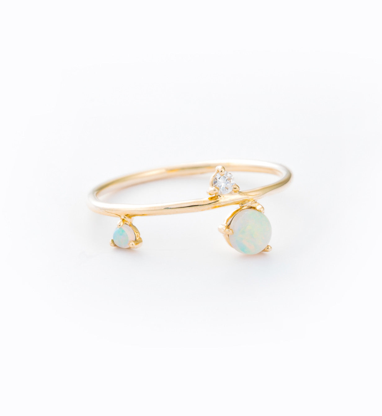 Three-Step Opal & Diamond Ring: Front