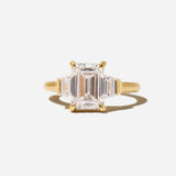 2.56 ct Lab Grown Emerald Diamond Odette Three stone Ring