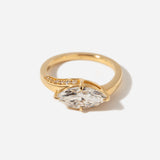 Cayan East/West Marquise Diamond Solitaire with Pavé