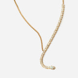 Asymmetric Tennis Lariat Necklace on XS Box Chain