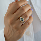 Aurora Lozenge Cut Parti Sapphire & Diamond Ring