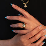 Aurora Lozenge Cut Parti Sapphire & Diamond Ring