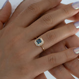Dawn Parti Sapphire & Diamond Halo Engagement Ring
