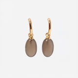 Ellipse Drop Hoops with Grey Moonstone