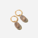 Ellipse Drop Hoops with Grey Moonstone