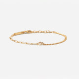 Floating Diamond Mixed XS Curb & Small Paperclip Chain Bracelet