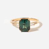 2.51 ct Deep Teal Emerald-cut Sapphire Sylvie Ring