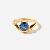 1.44 ct Hexagonal Blue Sapphire Piscine Ring