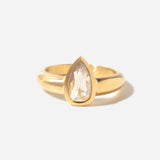 0.94 ct Pear Rose-cut Champagne Diamond Low Tide Wide Ring