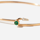 Emerald & Pavé Diamond Hook Wire Cuff