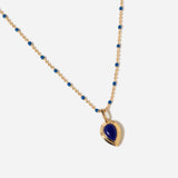 Lapis Pear on Blue Enamel Confetti Necklace