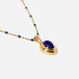 Lapis Pear on Blue Enamel Confetti Necklace
