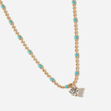 Prong-set Diamond on Turquoise Confetti Necklace