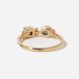 Teal Sapphire & Champagne Diamond Florescence Ring