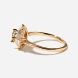 Giza Carre Teal Sapphire & Half Moon Diamond Engagement Ring