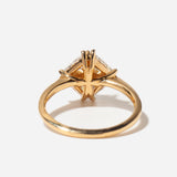 Giza Carre Teal Sapphire & Half Moon Diamond Engagement Ring