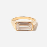 3.35 ct Lab-Grown Emerald-cut Diamond Solitaire Signet Engagement Ring