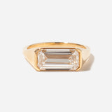 3.35 ct Lab-Grown Emerald-cut Diamond Solitaire Signet Engagement Ring
