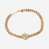 Diamond Hexagon Halo Medium Curb Chain Bracelet