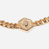 Diamond Hexagon Halo Medium Curb Chain Bracelet