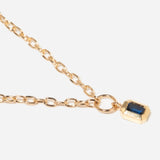 Emerald Cut Blue Sapphire Pendant Small Square Oval Chain Necklace