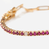 Ruby and White Diamond & Paperclip Half Tennis Bracelet