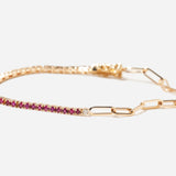 Ruby and White Diamond & Paperclip Half Tennis Bracelet