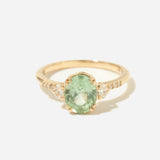 2.01 ct Oval Green Sapphire Laurel Ring