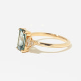 2.09 ct Emerald-cut Teal Sapphire Desi Ring