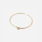 Pear Diamond Bezel Wire Cuff Bangle Bracelet
