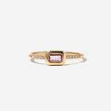 Emerald Cut Pink Sapphire Bezel Pavé Diamond Band Ring