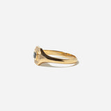 Emerald Cut Blue Sapphire Diamond Halo Signet Ring