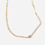 Emerald-Cut Diamond Petite Paperclip Chain Necklace