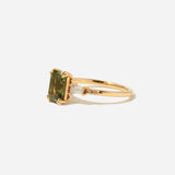 2.04 ct Yellow-Green Teal Emerald-cut Sapphire Sylvie Ring