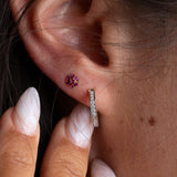 Octagonal Pavé Huggie Hoops