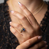 1.44 ct Hexagonal Blue Sapphire Piscine Ring