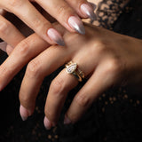 0.94 ct Pear Rose-cut Champagne Diamond Low Tide Wide Ring