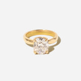3.37 ct Old Mine Cushion Diamond Petal Ring