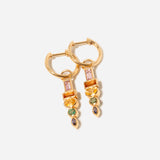 Rainbow Sapphire & Emerald Totem Huggies