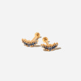 Tonal Sapphire Crescent Earring w/ 7 mm Flat Back