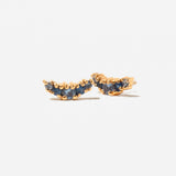 Tonal Sapphire Crescent Earring w/ 7 mm Flat Back