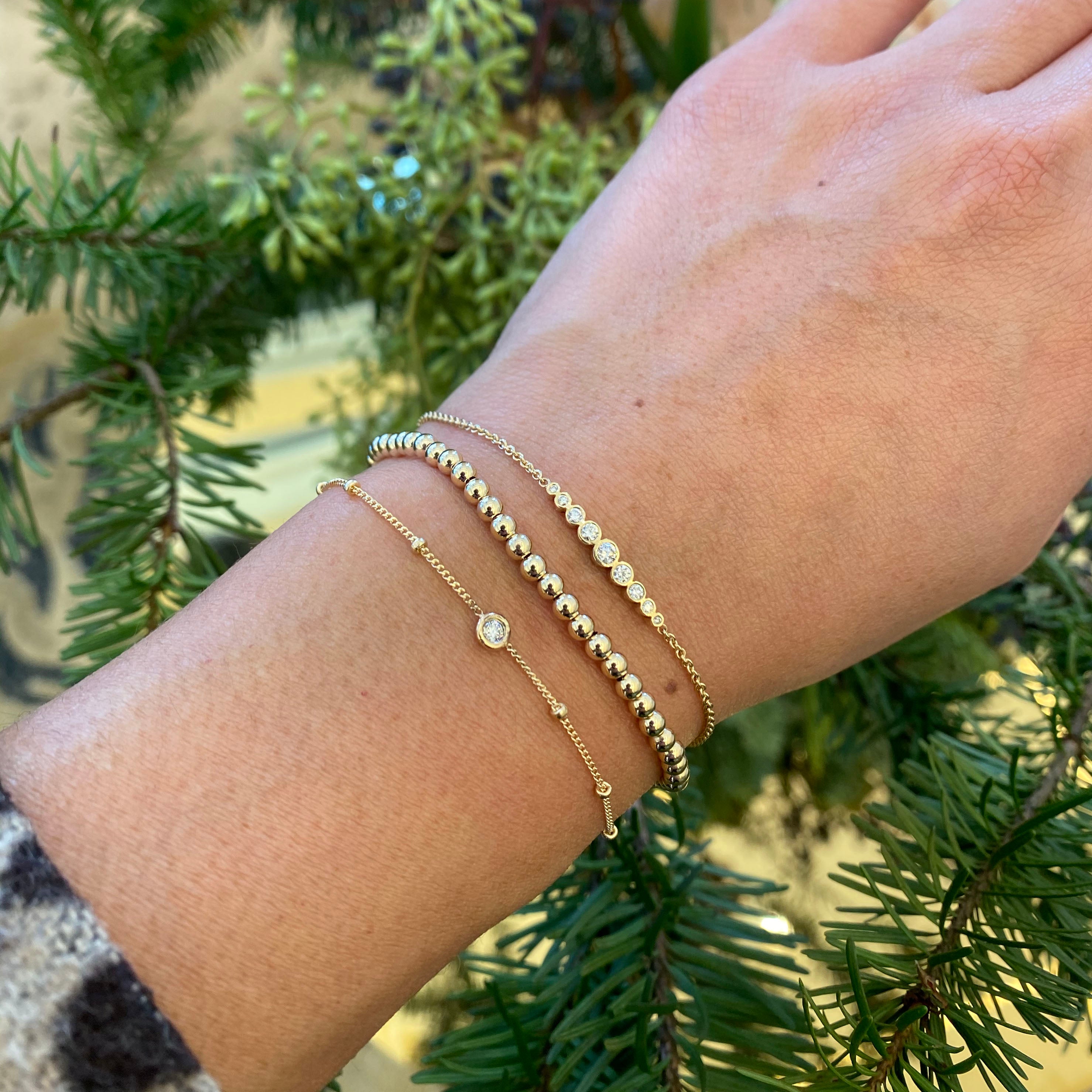 14k Gold Plated Bead Ball Bracelet Stretchable Elastic Gold Beaded Bracelets  For Women  Fruugo IN