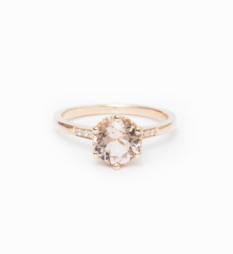 Peach Morganite Hazeline Solitaire Ring: Front