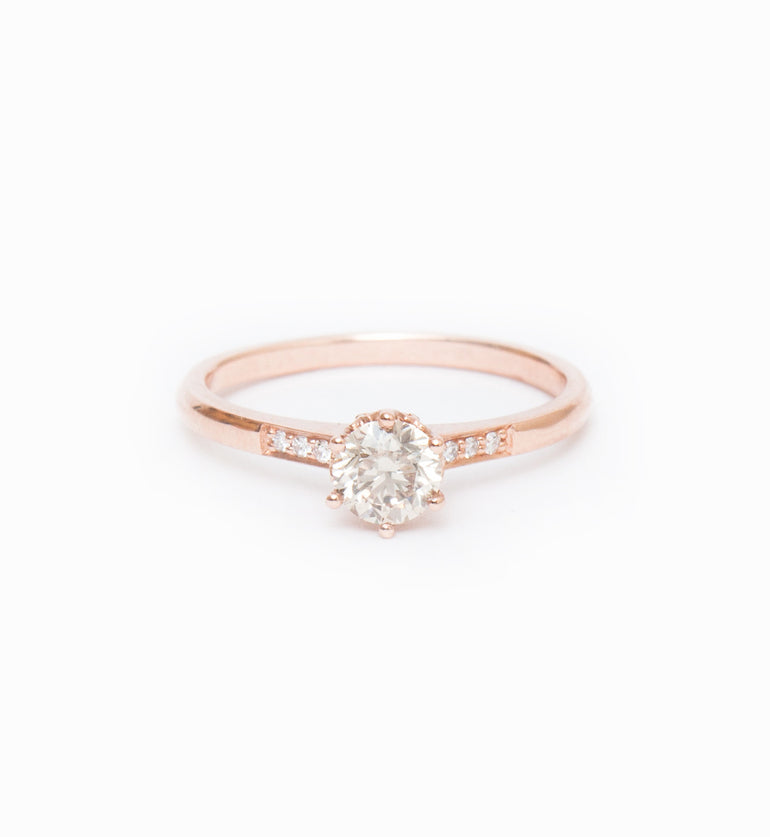 Champagne Diamond Small Hazeline Solitaire Ring: Front