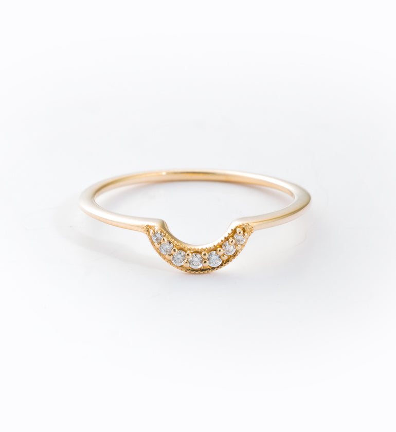 Gold Tiny Crescent Ring: Front