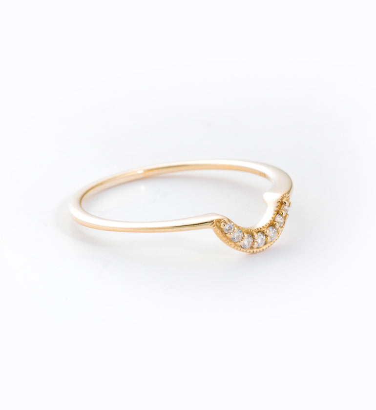 Gold Tiny Crescent Ring: Angle