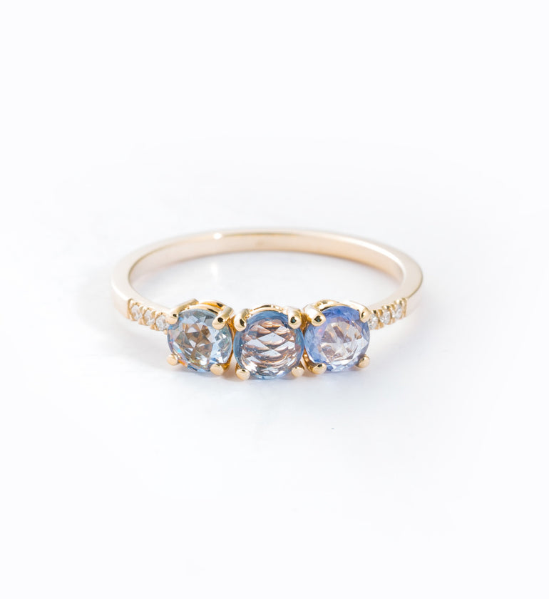 Rose Cut Sapphire Equilibrium Cuff Ring: Front