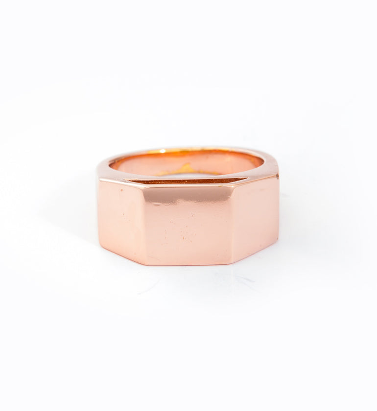 Rose Gold Cut Out Pedestal Ring: Front