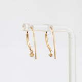 Pavé Diamond Bar & Dangling Diamond Short Wire Threader Earrings