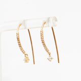 Pavé Diamond Bar & Dangling Diamond Short Wire Threader Earrings